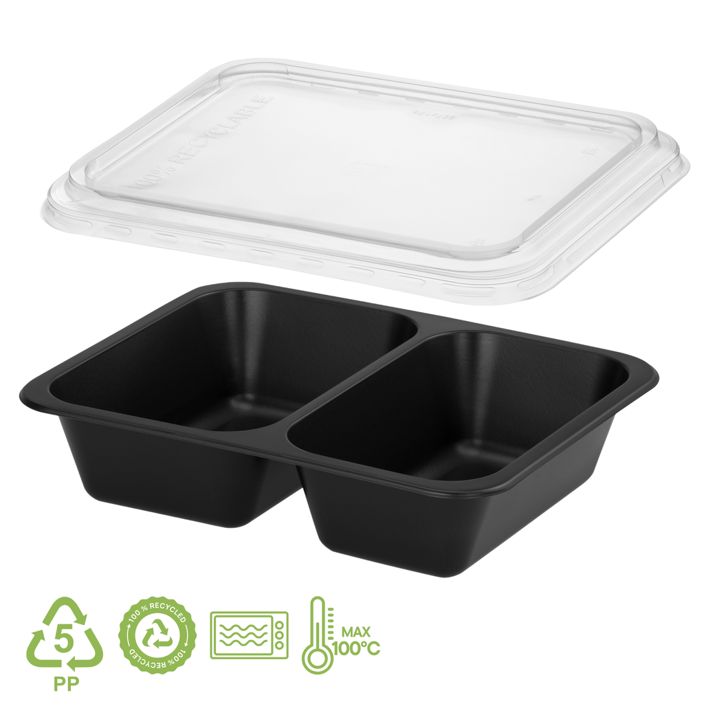 Reusable container with lid, 2-chamber, 227x178x50 mm, for sealing