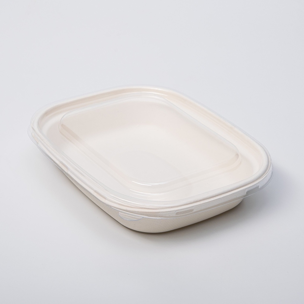 Rectangular sugar cane bowl 1100 ml with lid