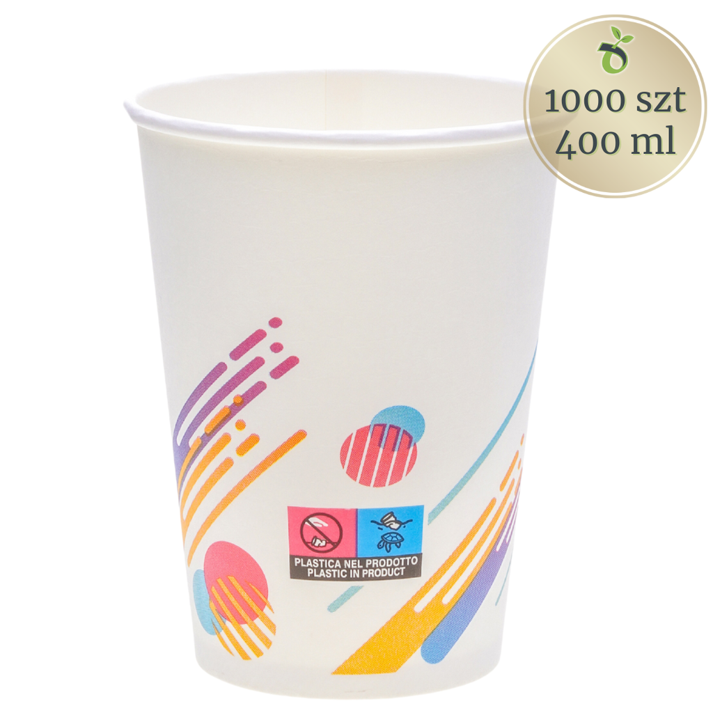 Kubek papierowy multikolorowy do kawy lub herbaty 400 ml