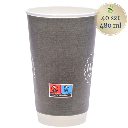 Paper cup for coffee or tea, 480 ml