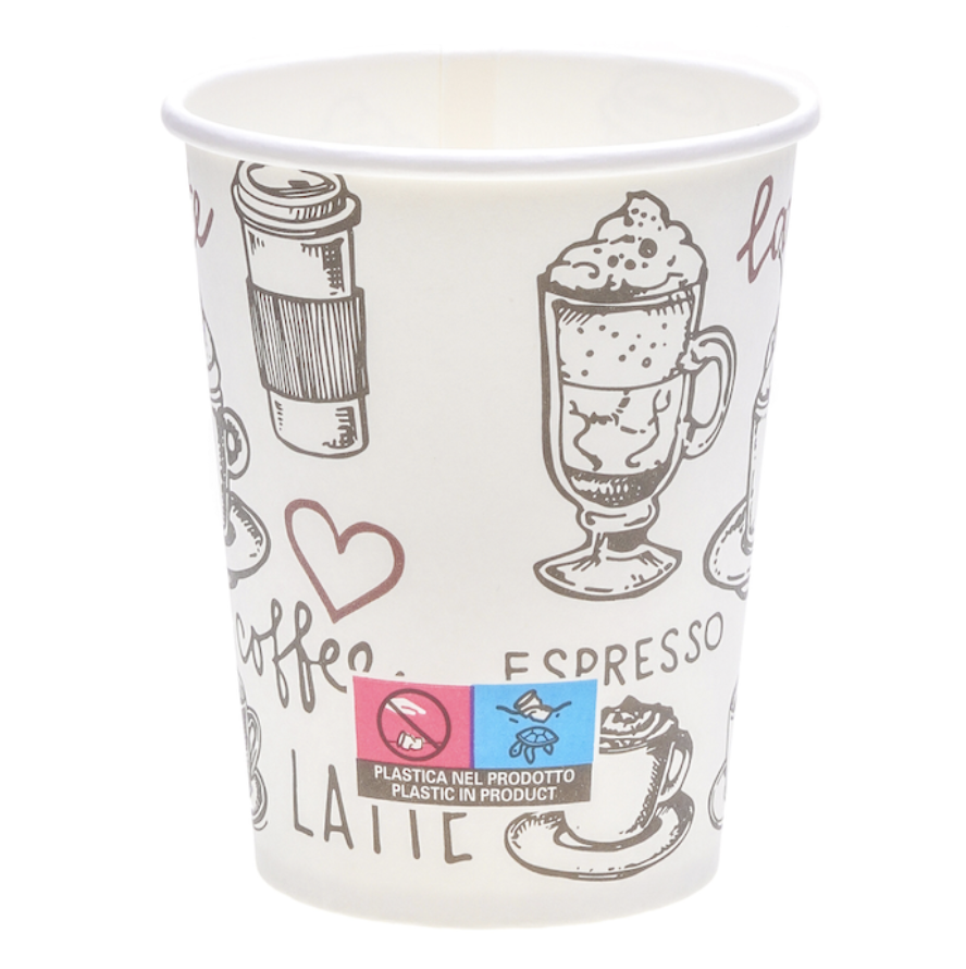 Стакан паперовий білий для кави або чаю 180 ml з написом coffe/latte