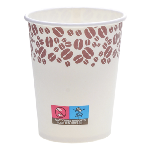 Gobelet carton blanc pour café ou thé 180 ml avec impression grains pour café