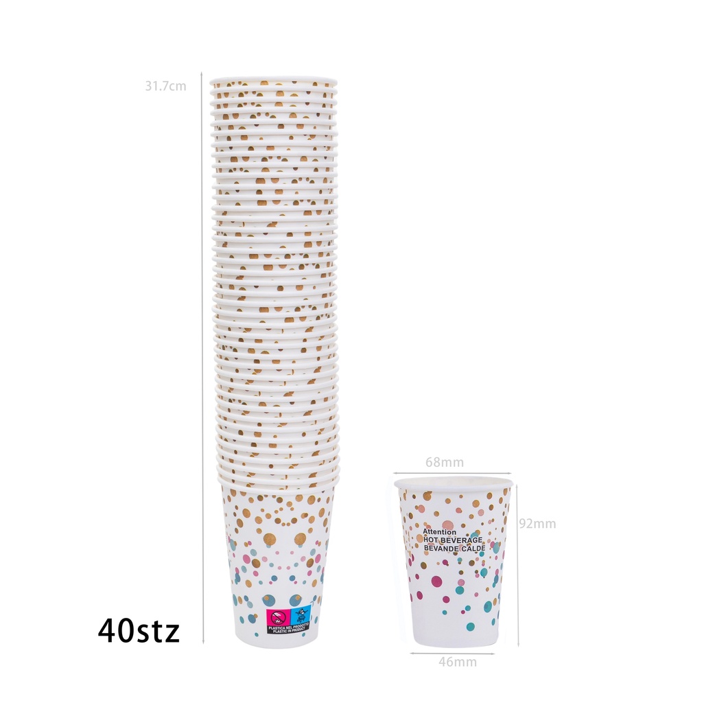 Papírový bílý pohár na kávu nebo čaj 180 ml s potiskem balónků