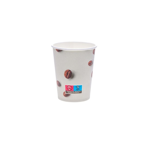 [CUPS250-GCB-WHT-GRY] Стакан паперовий сірий для кави або чаю 250 ml з малюнком кавових зерен