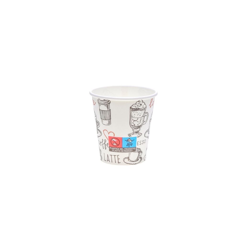 Paper Cup, White for Coffee or Tea 250 ml with print coffee/latte