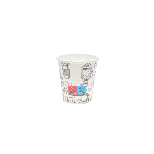 Gobelet carton blanc pour café ou thé 250 ml avec impression café/latte