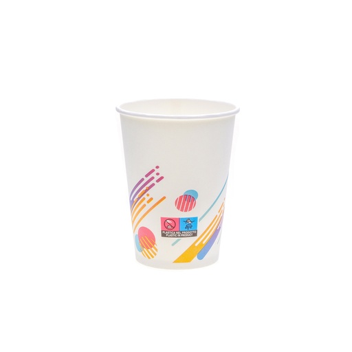 Vaso de papel blanco para café o té 400 ml con diseño multicolor