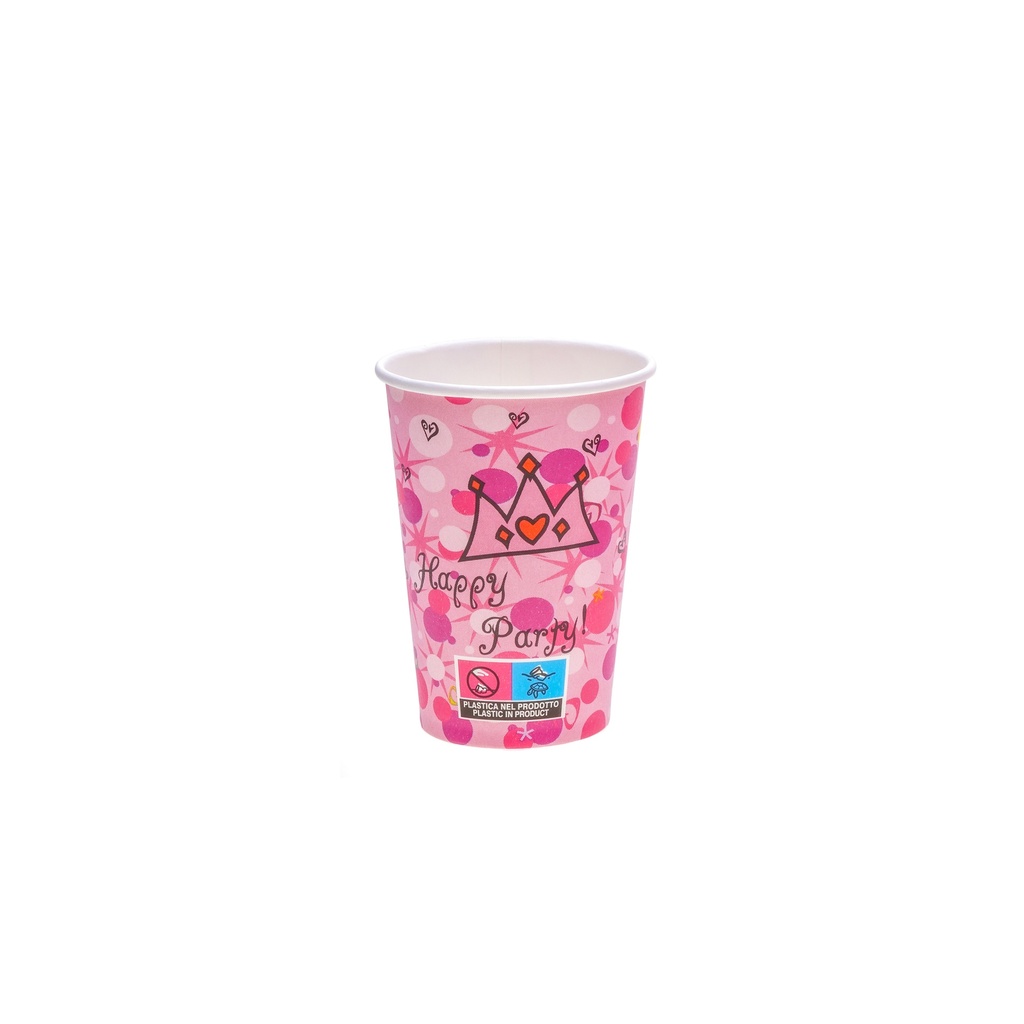 [CUPS180-BTH] Стакан паперовий рожевий для кави або чаю 180 ml з малюнком на день народження