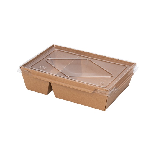 Ланч-бокс паперовий з кришкою, двосекційний 1200 ml