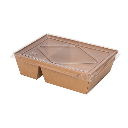 Ланч-бокс паперовий з кришкою, двосекційний 1600 ml