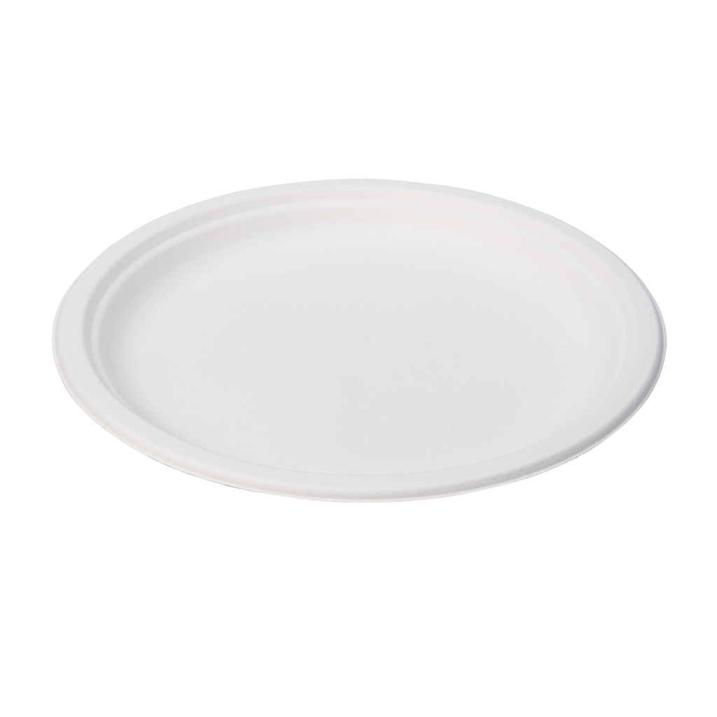White Sugarcane Plate 9", 3-Compartment 23 cm