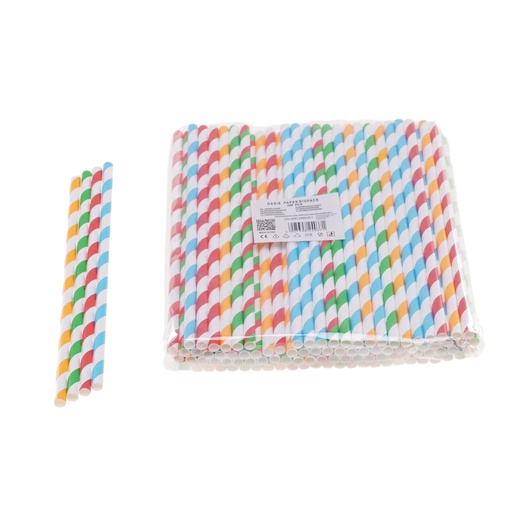 Cannucce di carta 6 mm, a righe colorate