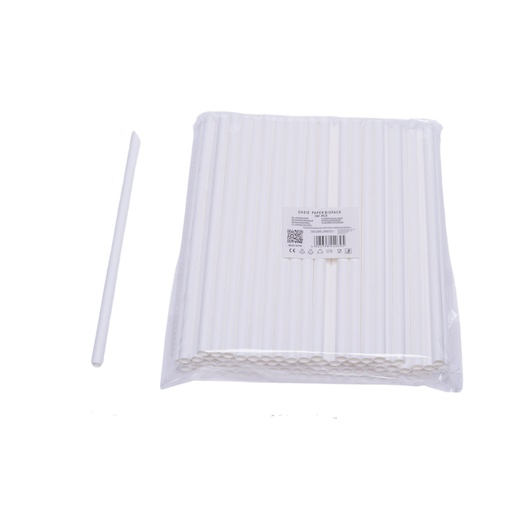 Pajitas de papel blancas a rayas 8 mm
