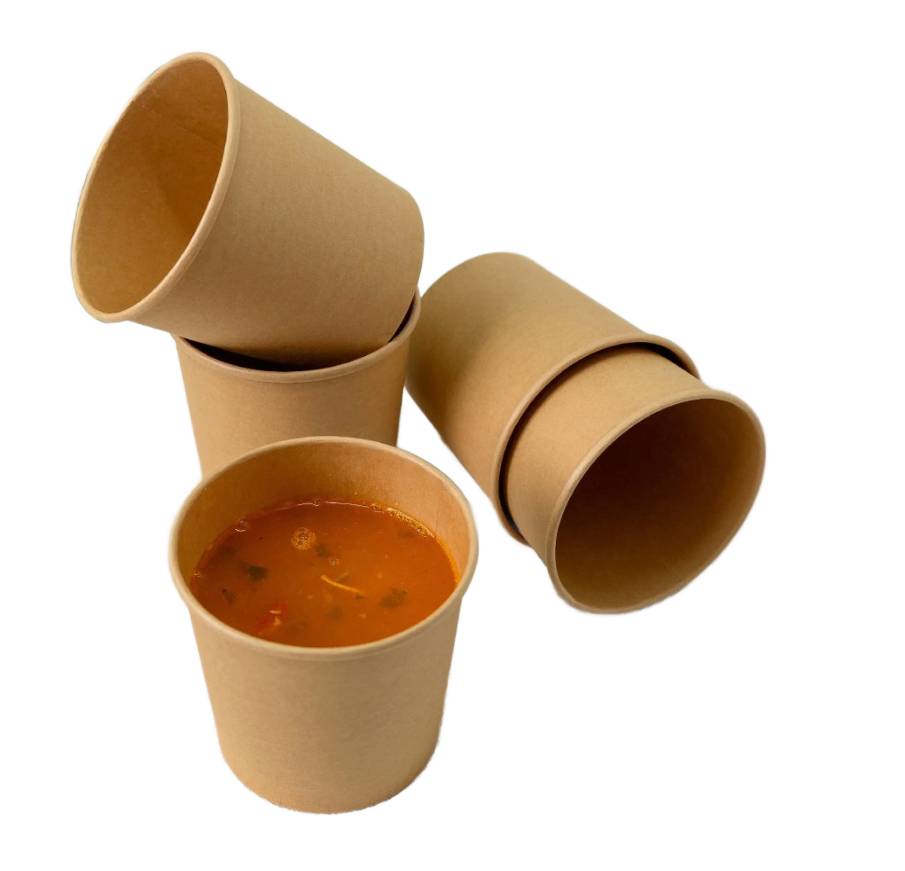 Kraft Paper Soup Cup 470 ml with Kraft Paper Lid 96 mm