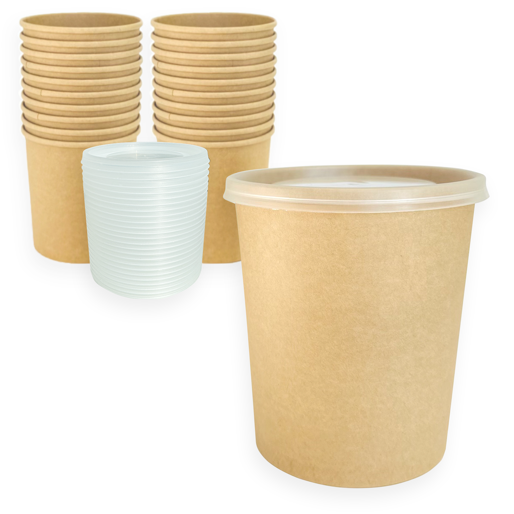 Kraft Paper Soup Cup 930 ml with Kraft Paper Lid 115 mm